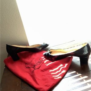 Christian Louboutin Navy Patent Leather Open Toe Shoe